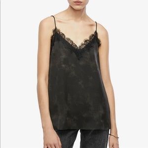 Anine Bing Silk Camisole in Black Tie Dye